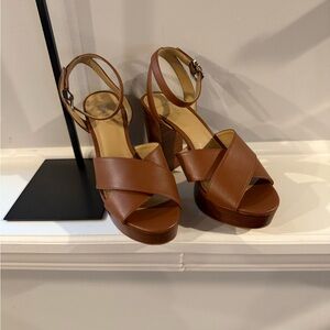 Michael Kors luggage brown platform sandals 7.5